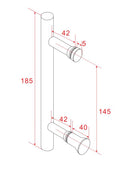 Deurgreep type 3 18,5 cm chroom - maattekening