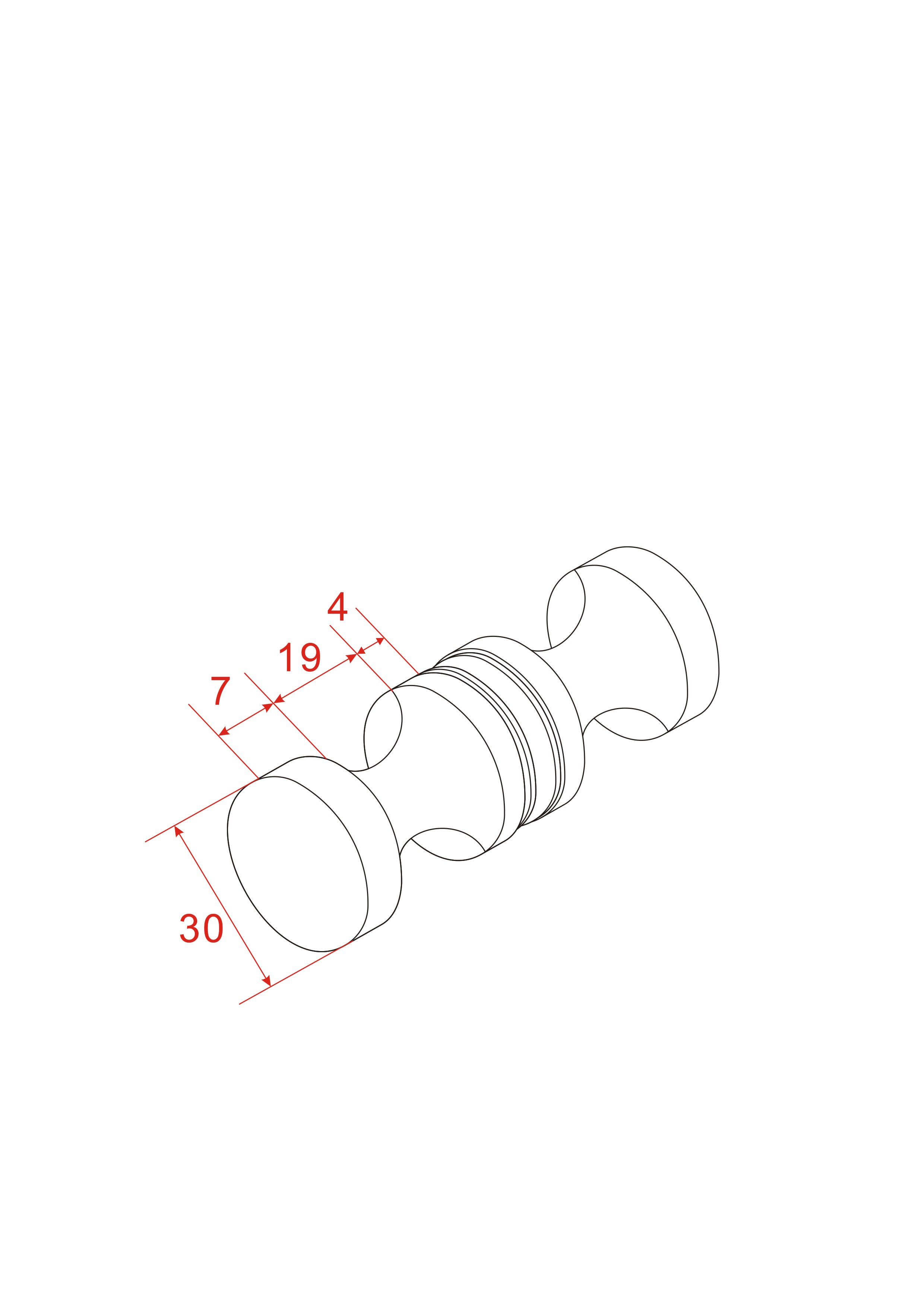 Maattekening Deurknop type 3 chroom