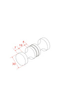 Deurknop type 3 chroom - maattekening