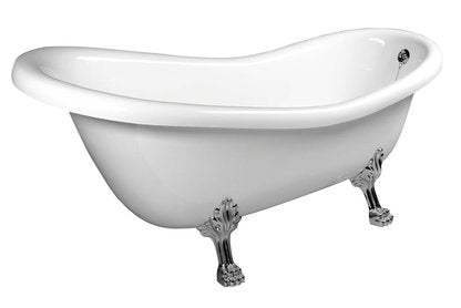 Retro vrijstaand bad op pootjes 147×69,5×67,5 cm met poten in wit en badkleur zwart/wit