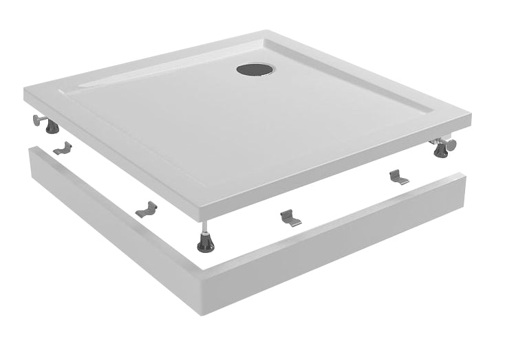 Voorzetpaneel met poten voor douchebak 90 x 90 x 4 cm glans wit