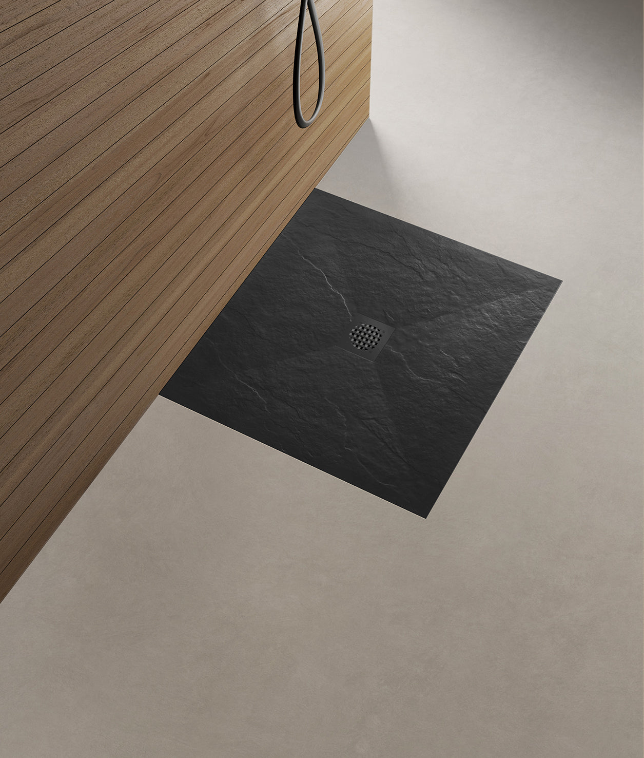 Wiesbaden Stonea douchebak antislip composiet 900x900x30 mm inkortbaar mat zwart
