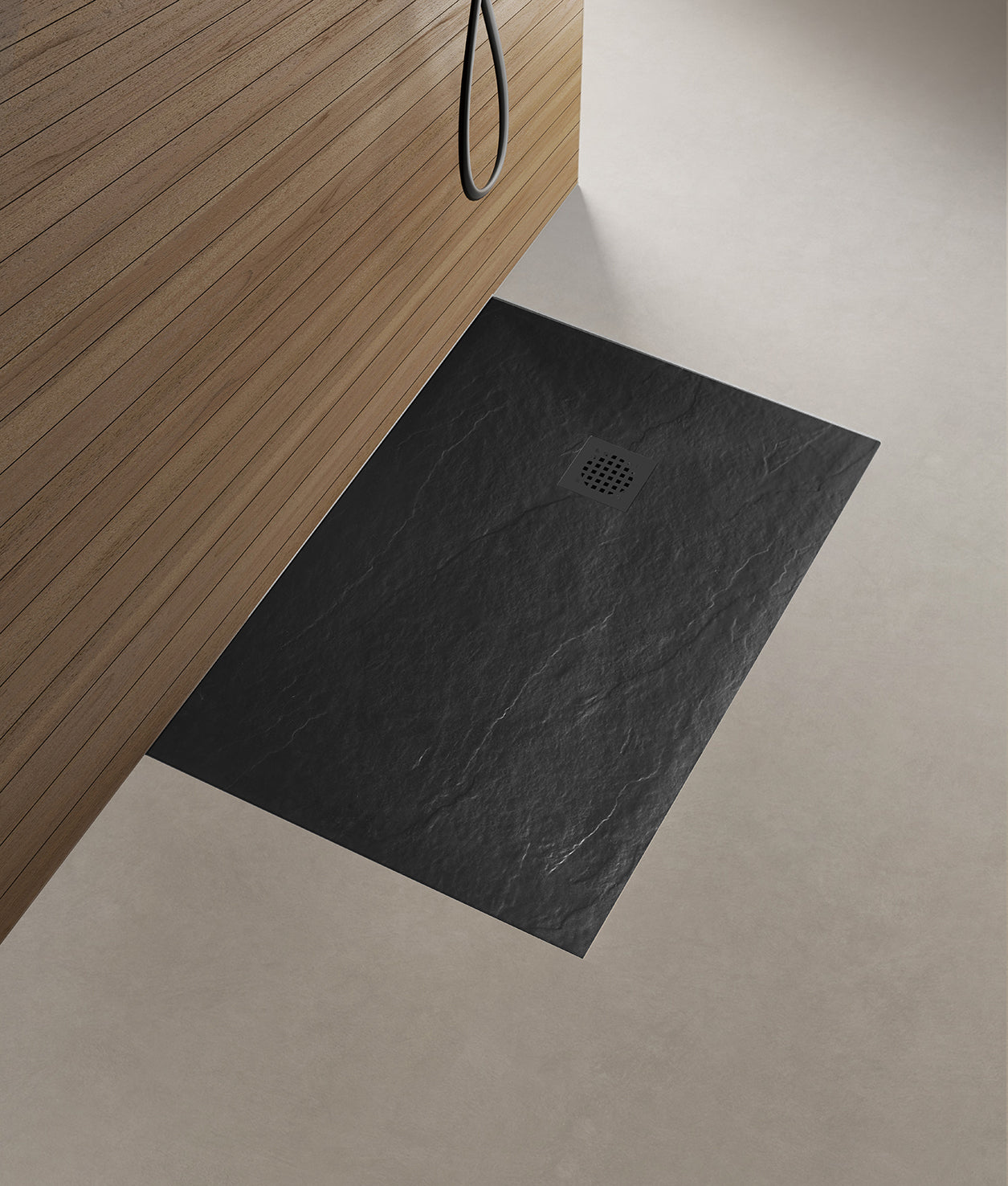 Wiesbaden Stonea douchebak antislip composiet 900x1400x30 mm inkortbaar mat zwart