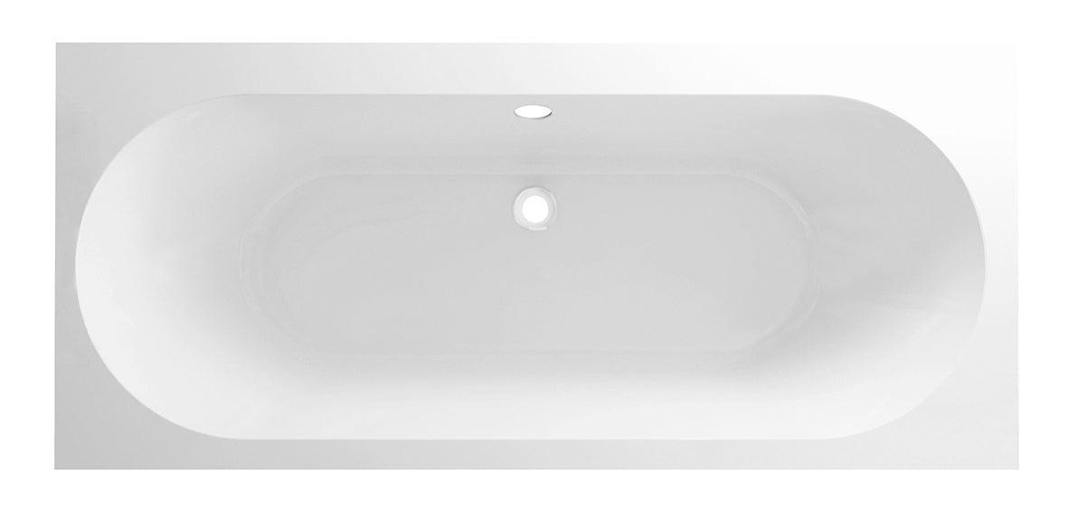 Zijaanzicht met de vorm van de kuip van Inbouwbad Portus RD duo Mat Wit 180 x 80 cm