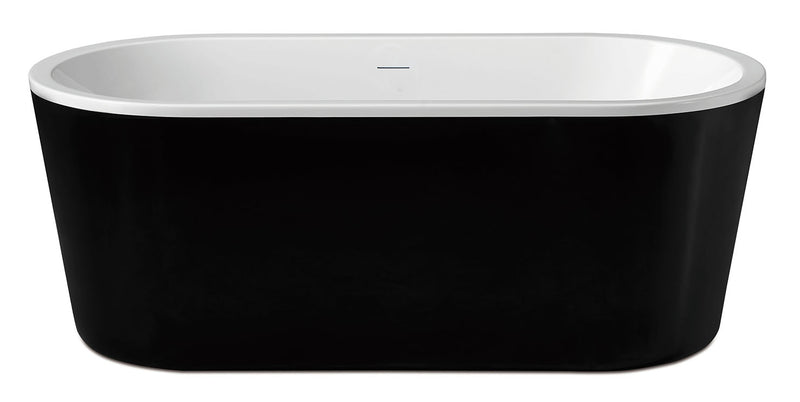 Nero vrijstaand ligbad 178 x 80 cm acryl glans wit/zwart met waste glans wit