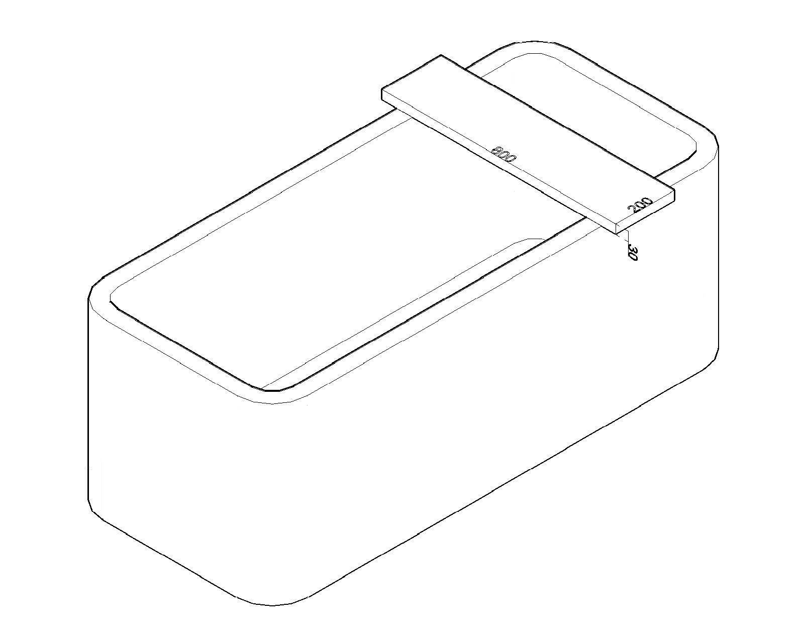 OAK badplanchet strak 80x20x3 - maattekening