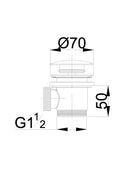 Caral clickwaste afvoerplug vrijstaand bad 1 1/2" mat zwart - maattekening