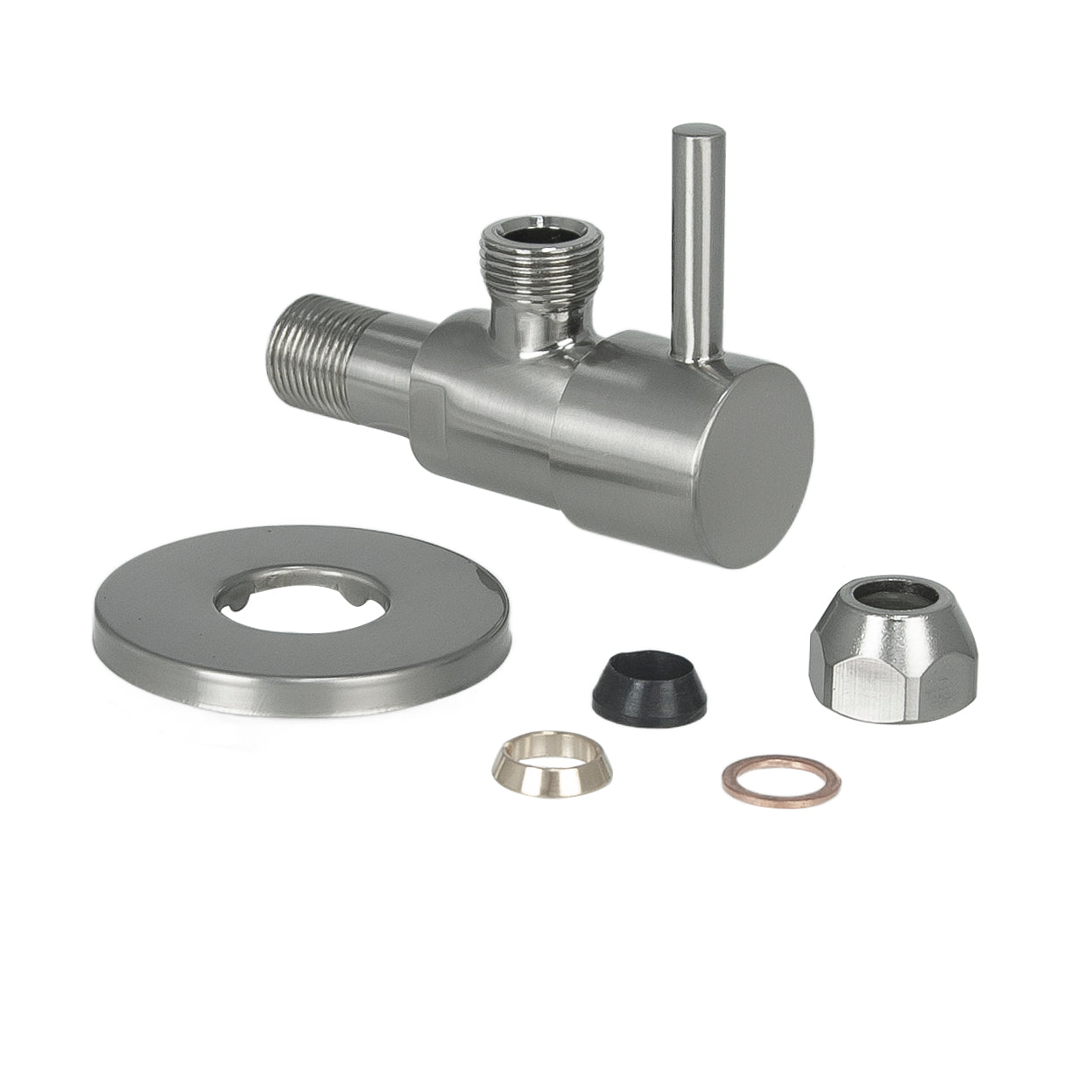 Minimal hoekstopkraan 3/8" x 3/8" of knel 10 mm geborsteld staal PVD – Xellanz – Geborsteld Staal – Hoekstopkraan | Dealplein
