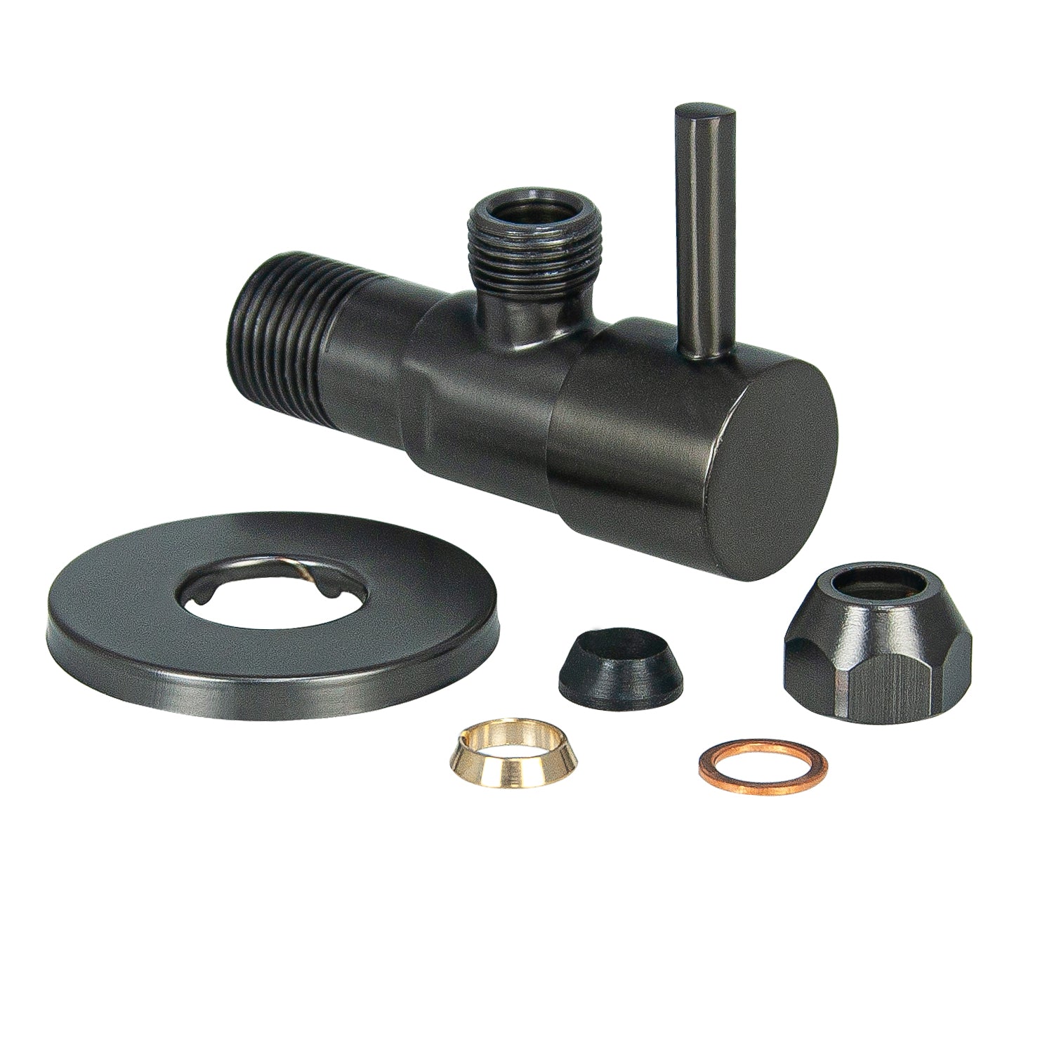 Minimal hoekstopkraan 1/2" x 3/8" of knel 10 mm gunmetal PVD – Xellanz – Gun Metal – Hoekstopkraan | Dealplein