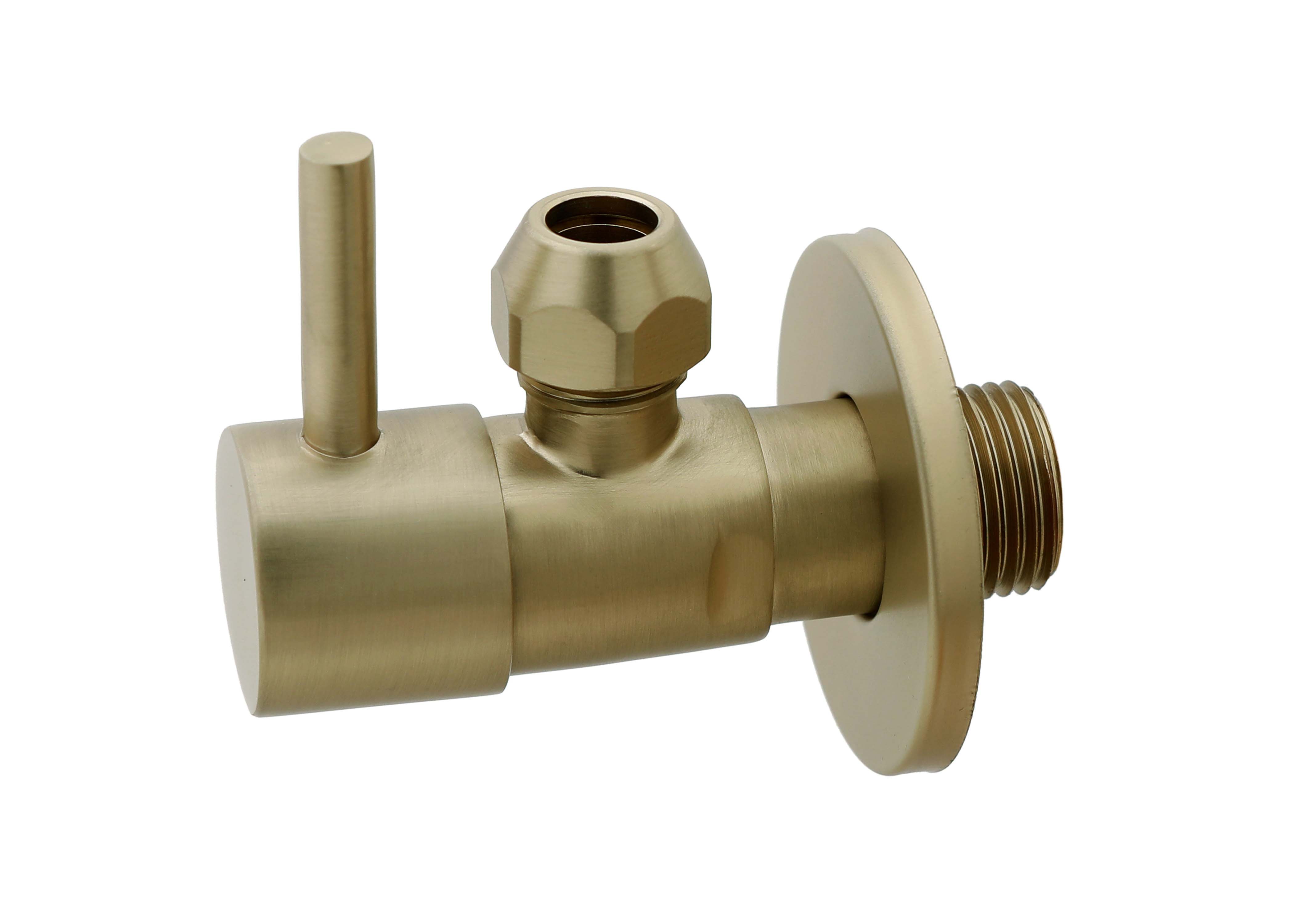 Minimal hoekstopkraan 1/2" x 3/8" of knel 10 mm geborsteld messing PVD