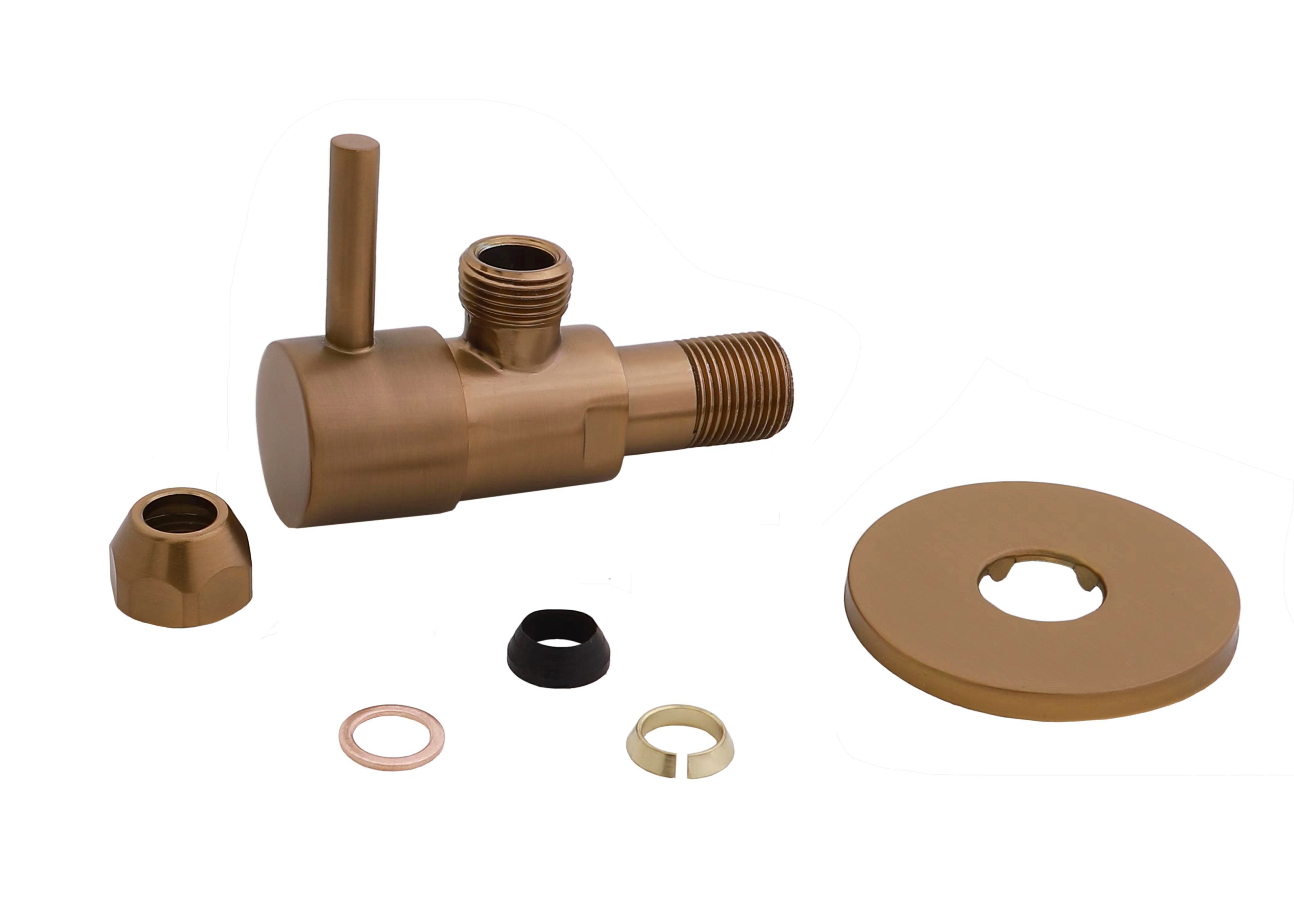 Minimal hoekstopkraan 3/8" x 3/8" of knel 10 mm geborsteld brons koper PVD – Xellanz – Koper – Hoekstopkraan | Dealplein