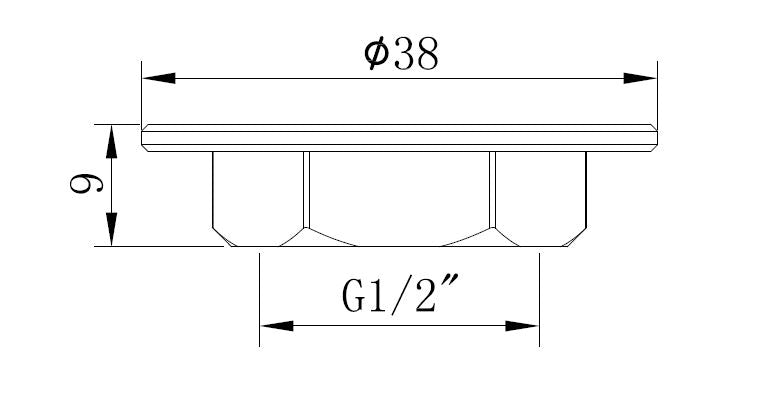 Maattekening Bevestigingsmoer messing 1/2"