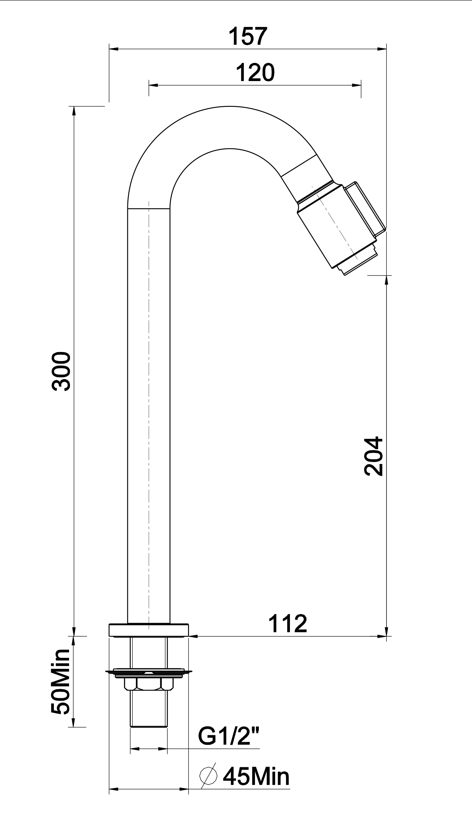 Caral Victoria fonteinkraan XL 1/2'' geborsteld brons koper PVD maattekening – afmetingen volgens maattekening | Dealplein