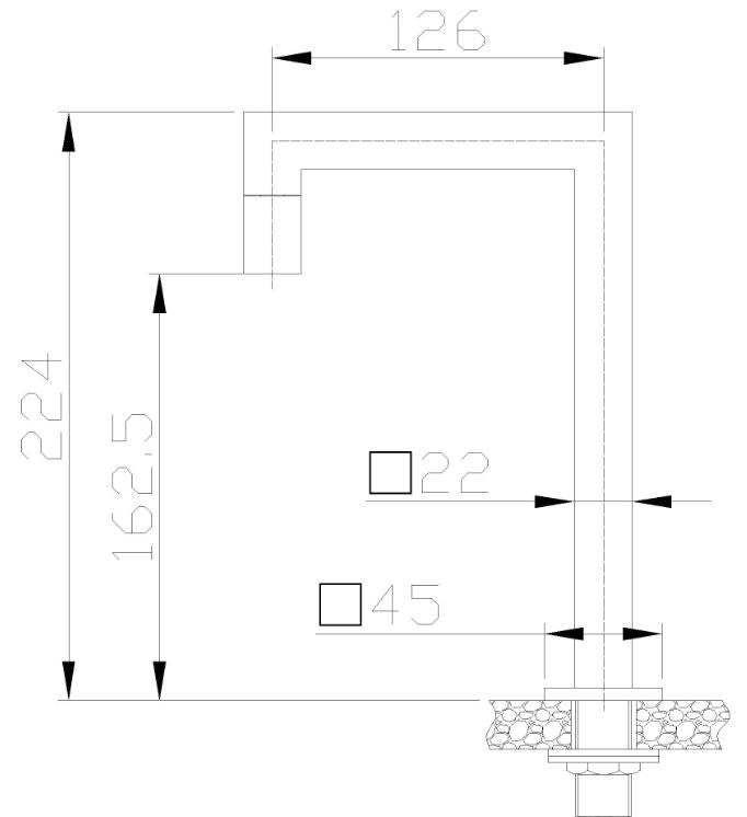Kappa fonteinkraan 1/2" chroom maattekening – afmetingen volgens maattekening | Dealplein