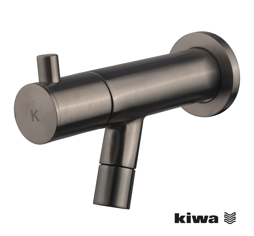 Amador fonteinkraan met muurbevestiging Kiwa 1/2'' gunmetal PVD – Wiesbaden – Gun Metal – Fonteinkraan | Dealplein