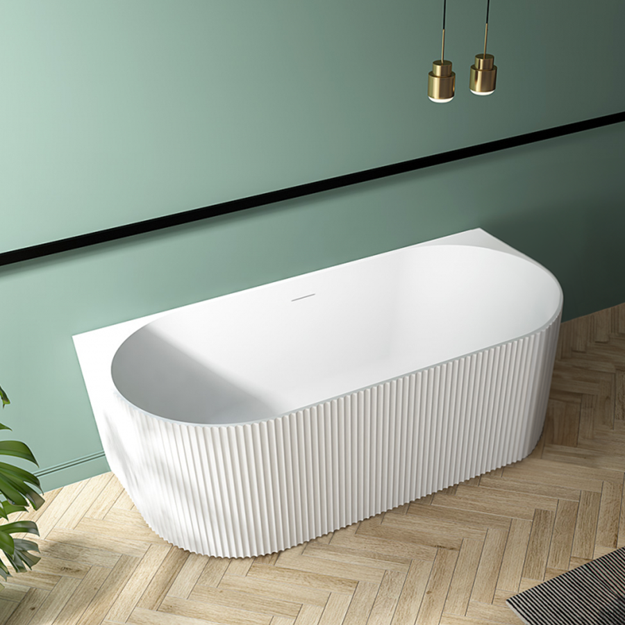 Badkuip VENETA  170cm Back to Wall met Ribbelfront