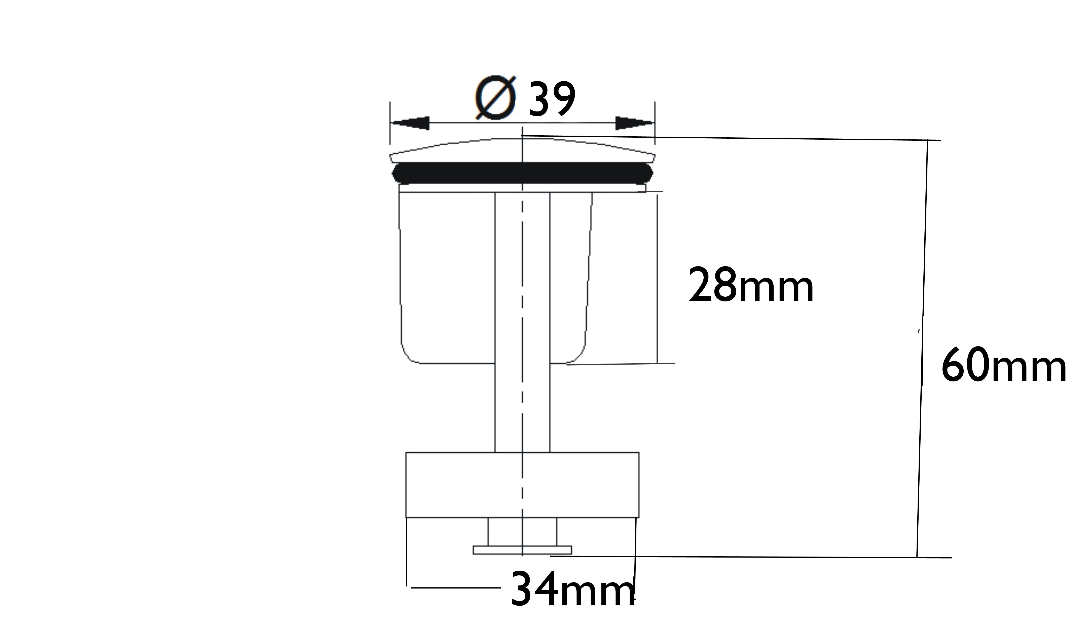 Maattekening Plug voor wastafel 5/4" chroom
