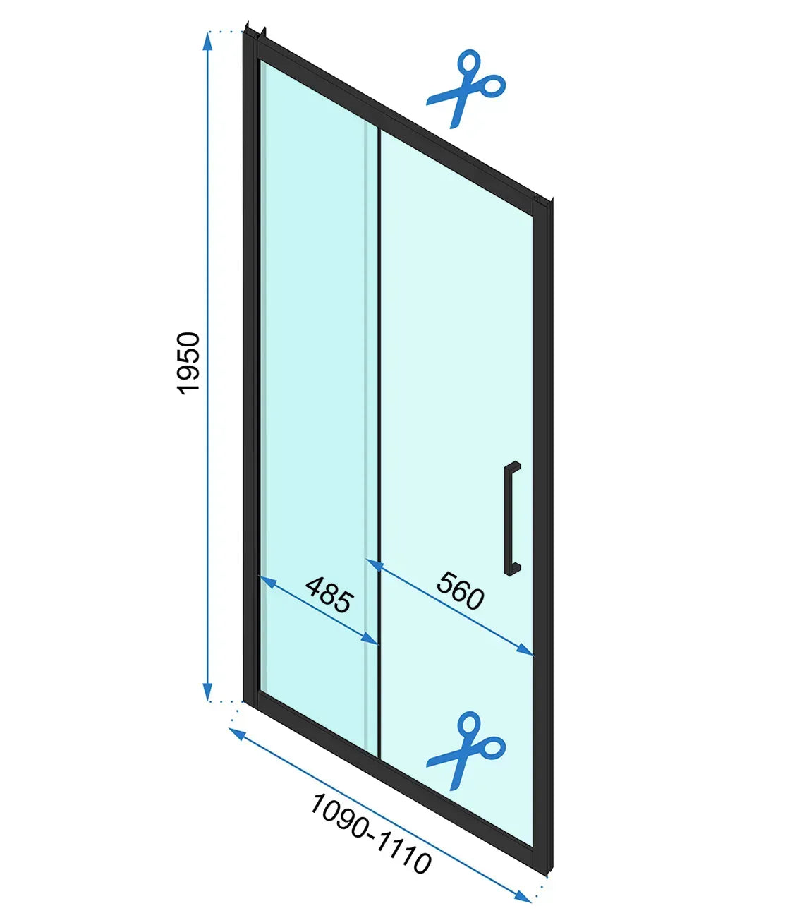Detail van douchedeur Rea Rapid Slide Geborsteld Messing