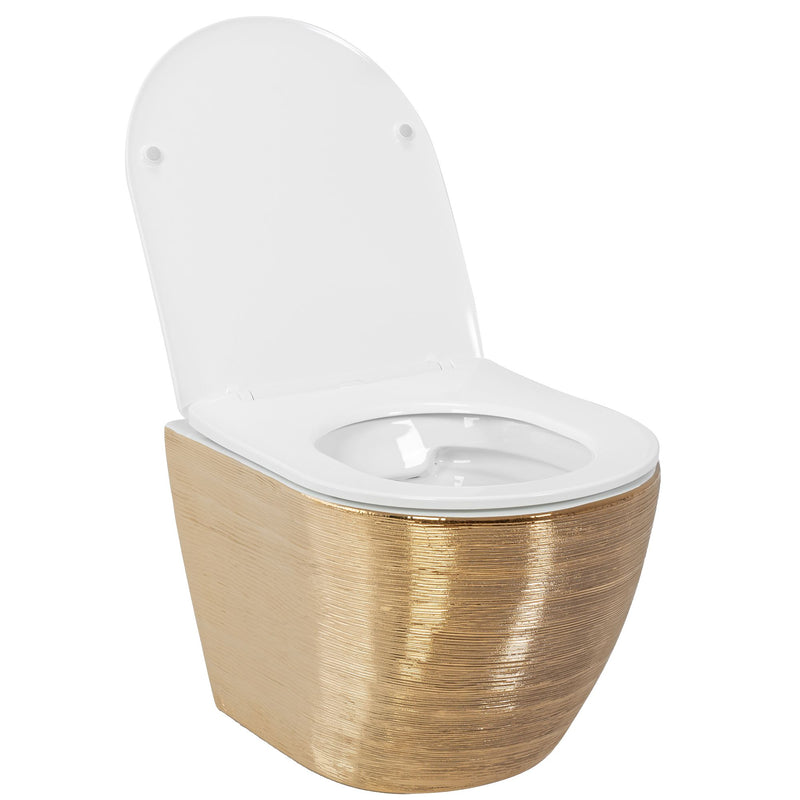 Hangende toilet Rea Carlo Mini Flat Gold Brush - View 3