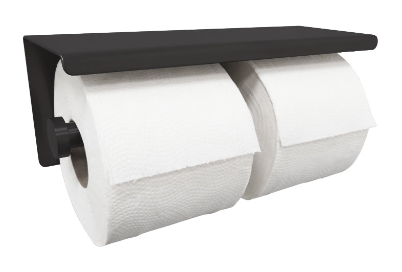 Brush dubbele toiletrolhouder mat zwart