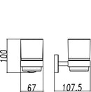 304 beker met houder RVS - maattekening