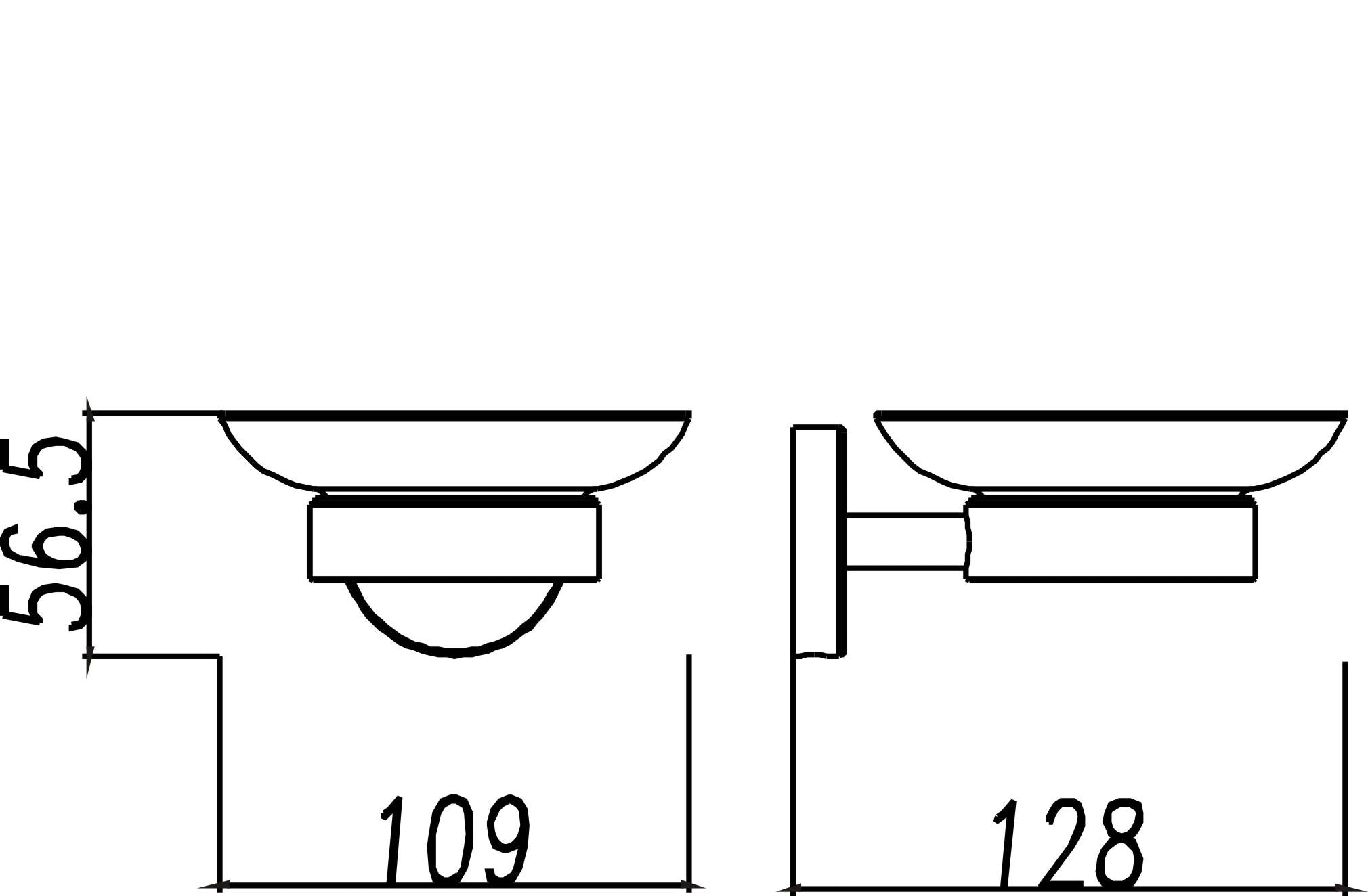Maattekening Wiesbaden 304 zeepschaal RVS