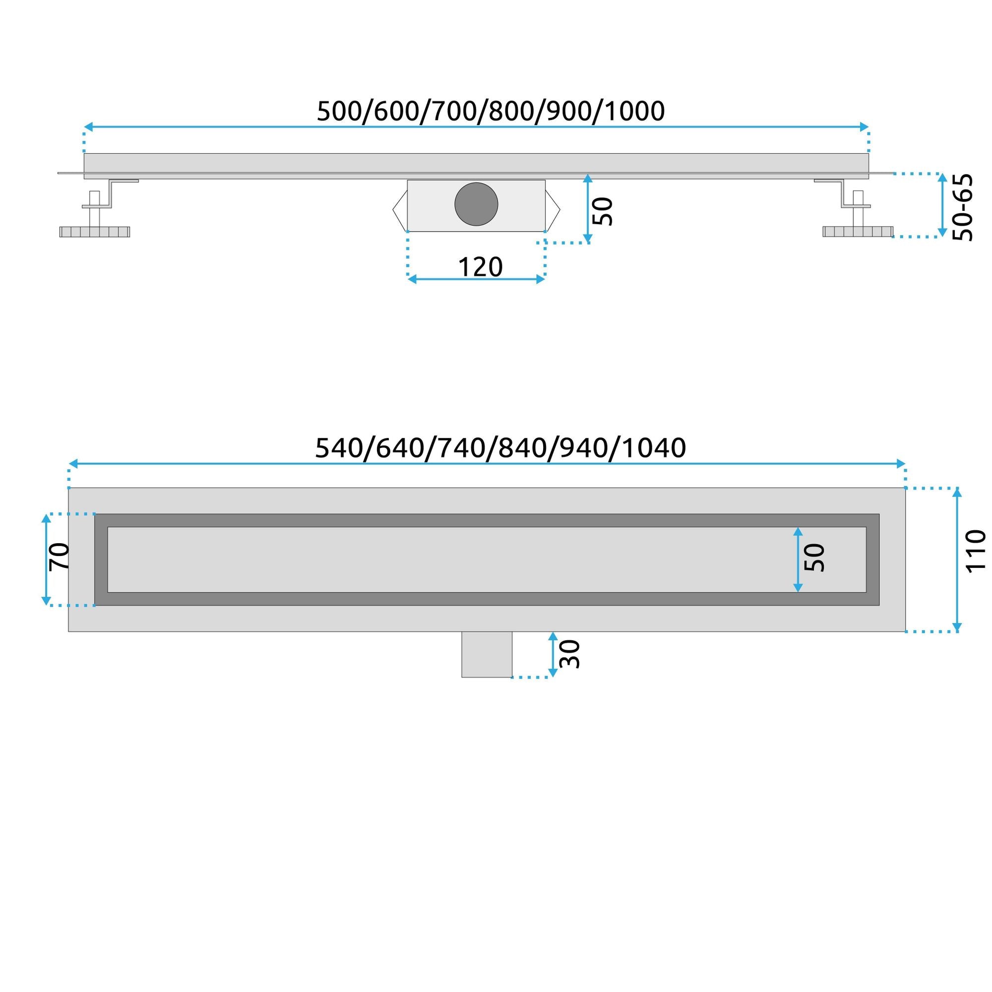 Lineaire afvoer Rea Neox BRUSH Steel 80