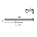 Asten LED Wall Wandlamp 12 w IP44 Aluminium Chroom - Technische Tekening