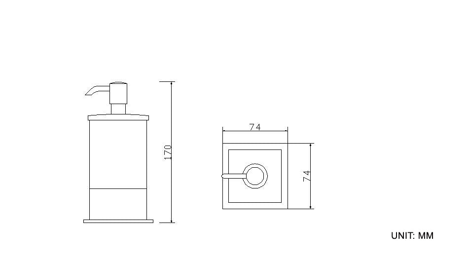Maattekening Wiesbaden Eris vrijstaande zeepdispenser chroom