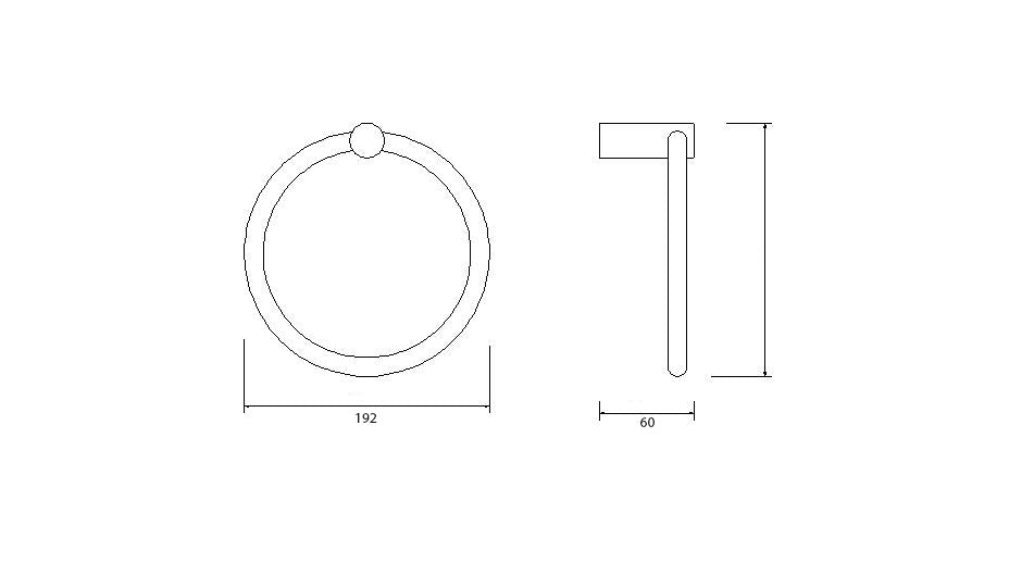 Ida handdoekring zwart - maattekening