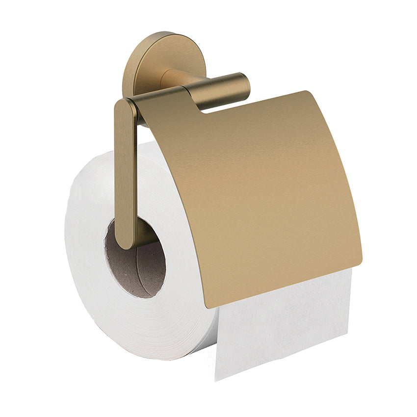 Wiesbaden Alonzo toiletrolhouder met klep geborsteld messing PVD