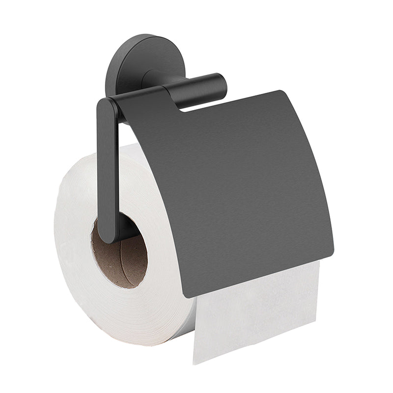 Alonzo toiletrolhouder met klep gunmetal