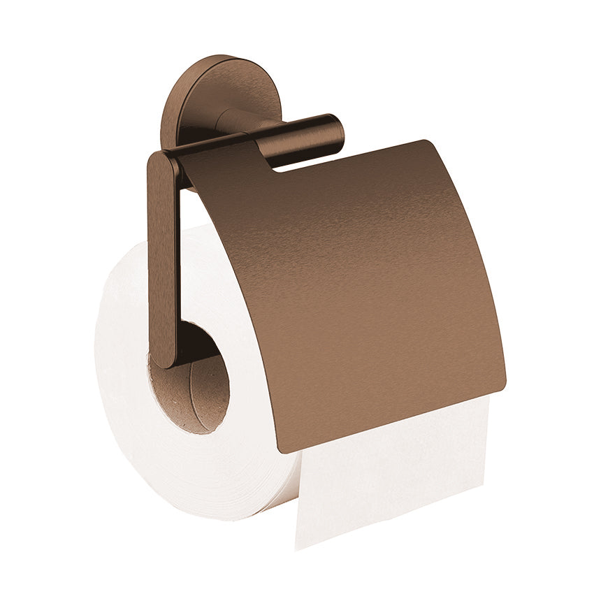 Wiesbaden Alonzo toiletrolhouder met klep geborsteld brons koper PVD