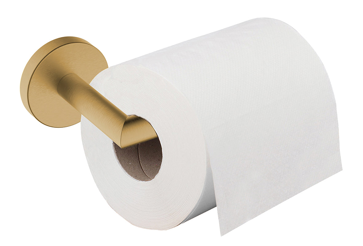 Wiesbaden Alonzo toiletrolhouder met vaste arm geborsteld messing PVD