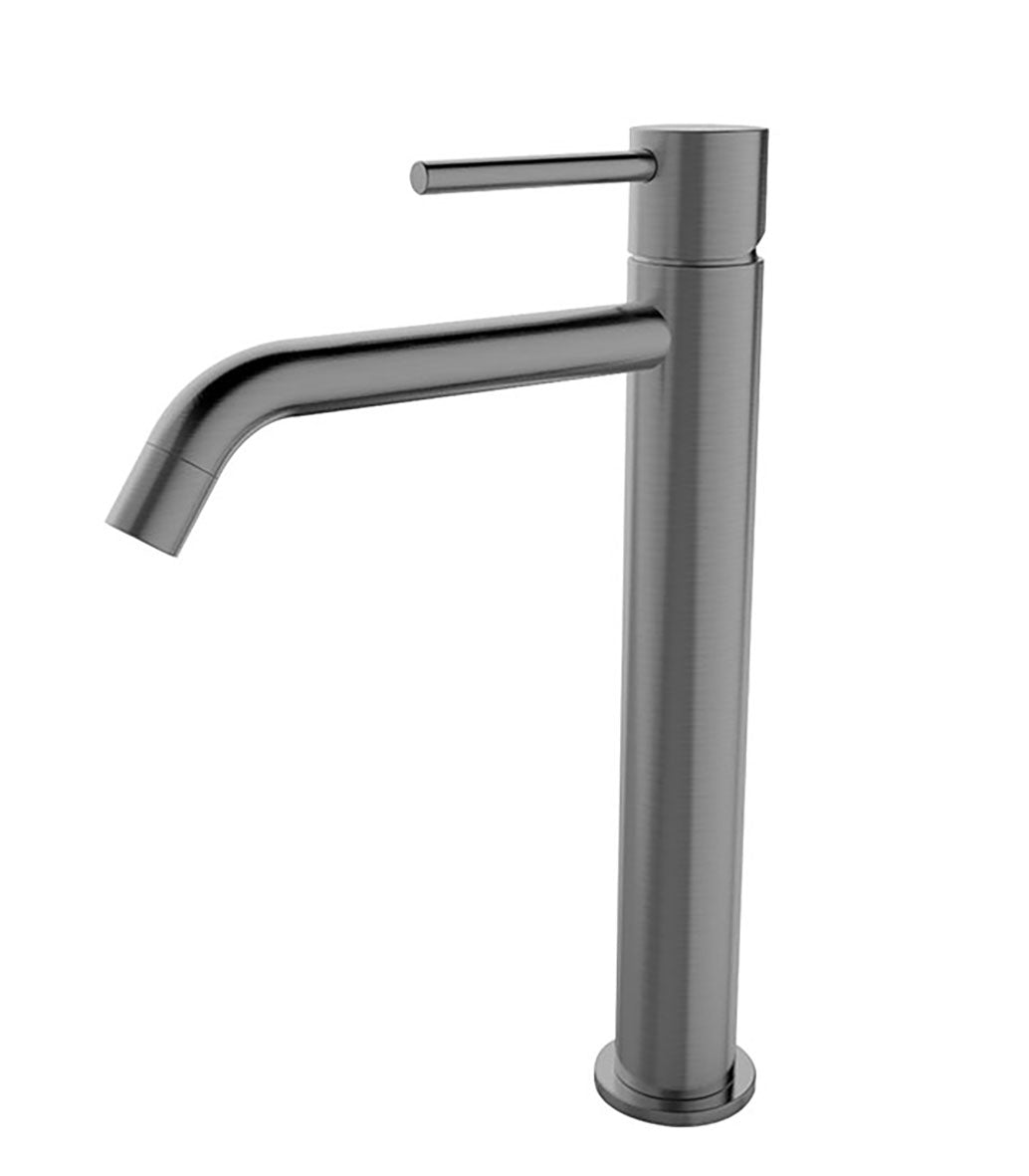 Style XL wastafelkraan hoog gunmetal PVD – Wiesbaden – Geborsteld Staal – Hoge Wastafelkraan | Dealplein