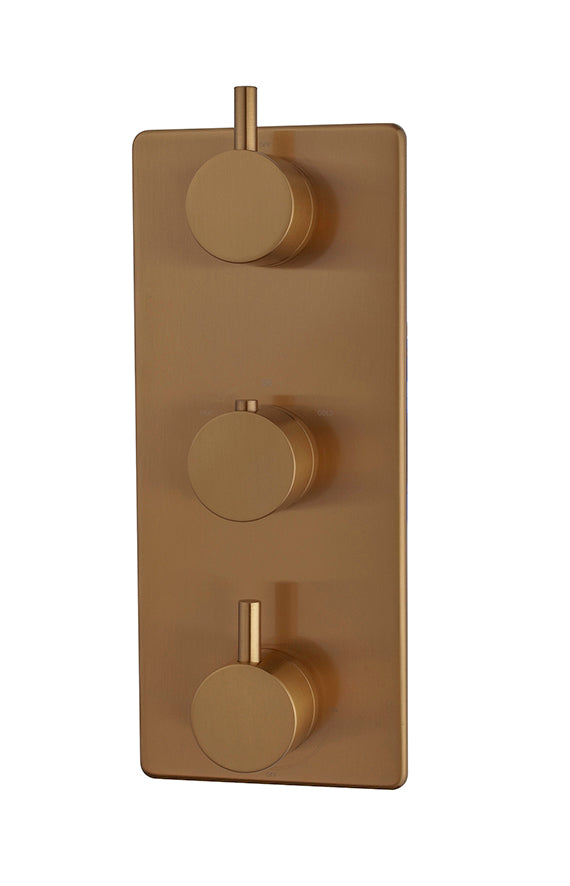 Caral afbouwdeel inbouwthermostaat 3 weg geborsteld brons koper PVD – Wiesbaden – Koper – Inbouwthermostaat | Dealplein