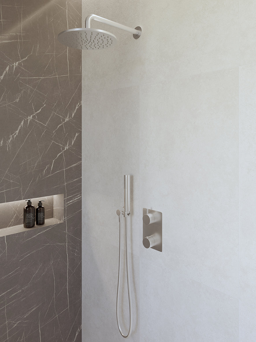 Caral Inbouwthermostaat Compleet met Hoofddouche 25 cm en Staafhanddouche Chroom