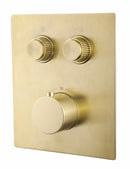 Caral Klik Pro afbouwdeel inbouwthermostaat 2 weg geborsteld messing PVD