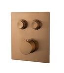 Caral Klik Pro afbouwdeel inbouwthermostaat 2 weg geborsteld brons koper PVD