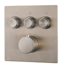 Caral Klik Pro afbouwdeel inbouwthermostaat 3 weg geborsteld staal PVD