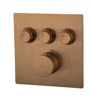 Caral Klik Pro afbouwdeel inbouwthermostaat 3 weg geborsteld brons koper PVD