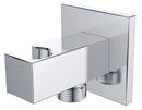 Rombo wandaansluitbocht met handdouchehouder vierkant 1/2" chroom