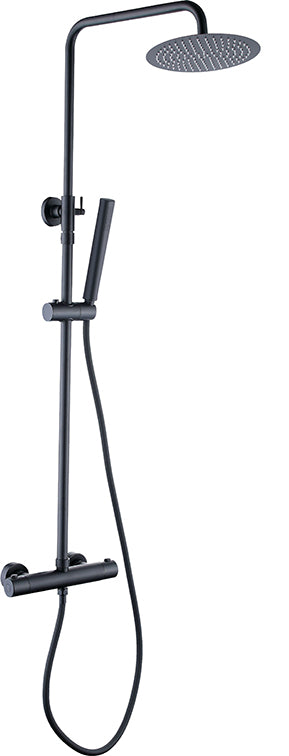 Twenty Eco Thermostatische Regendoucheset Opbouw Rond Mat Zwart