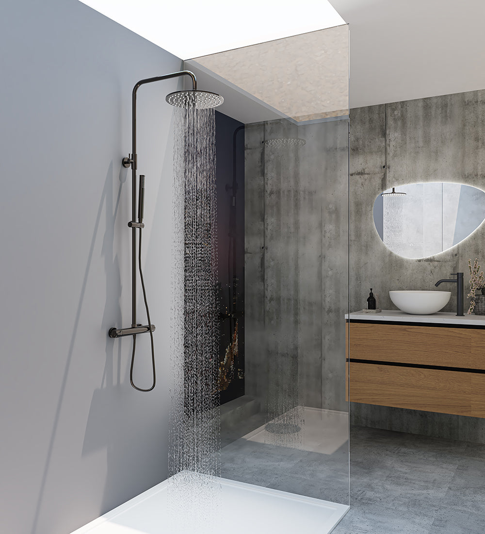 Sen Eco Thermostatische Regendoucheset Opbouw Gunmetal