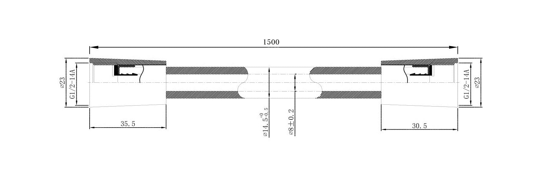 Maattekening Wiesbaden UniMatch glijstangset compleet met staafhanddouche 1 stand geborsteld messing/mat zwart