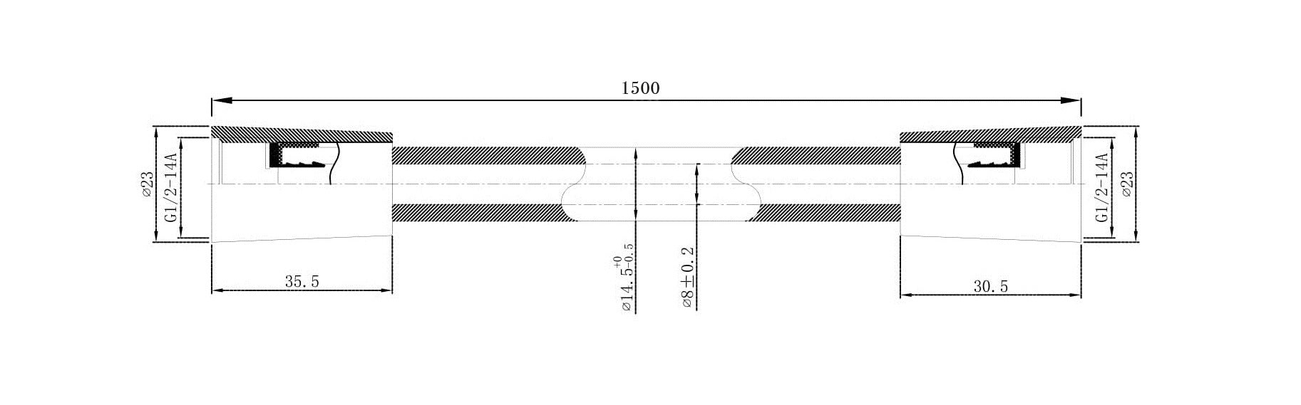 Maattekening Wiesbaden UniMatch glijstangset compleet met staafhanddouche 1 stand geborsteld messing
