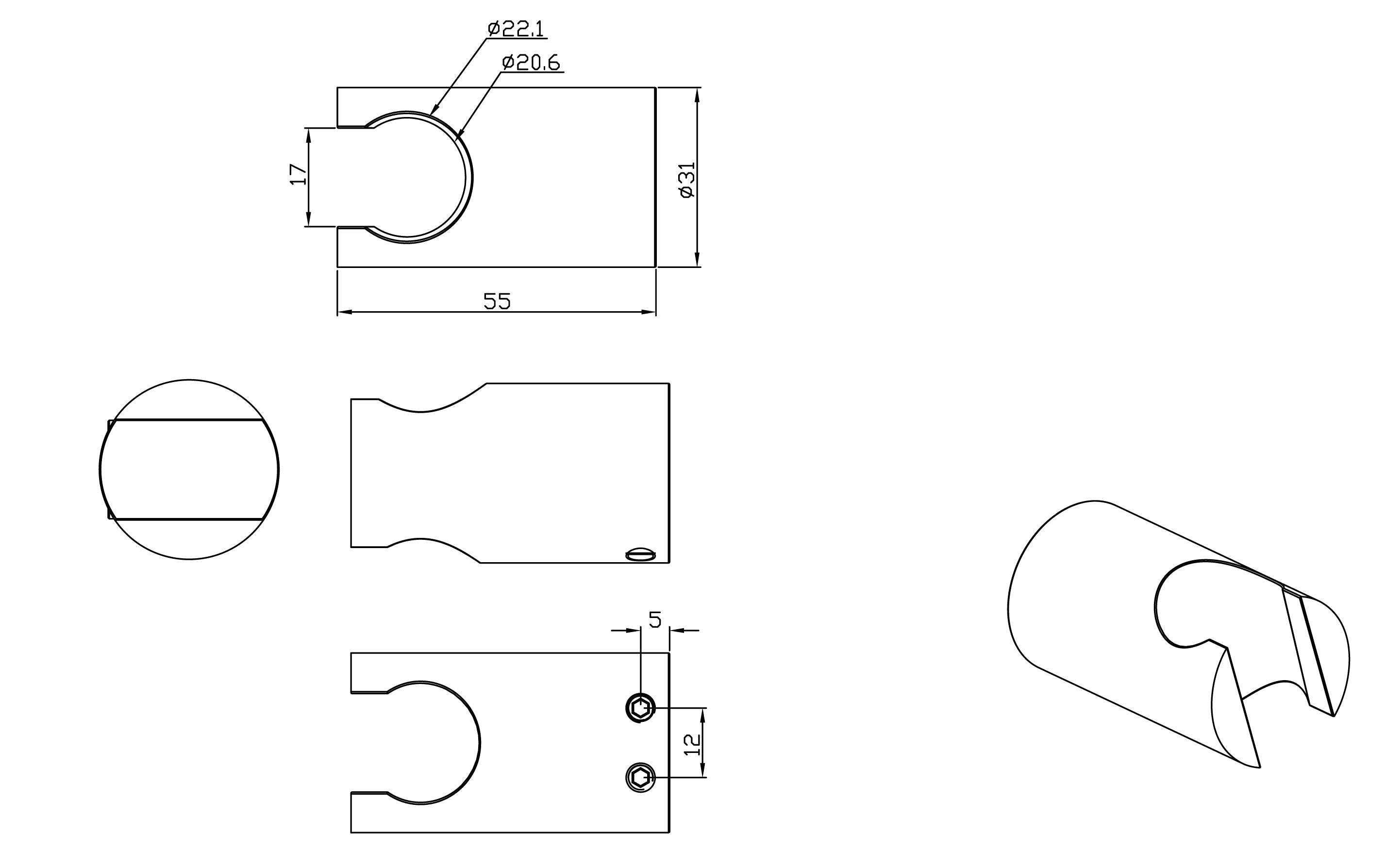 Maattekening Wandhanddouchehouder chroom
