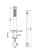 Caral badrand handdoucheset met slang chroom - maattekening