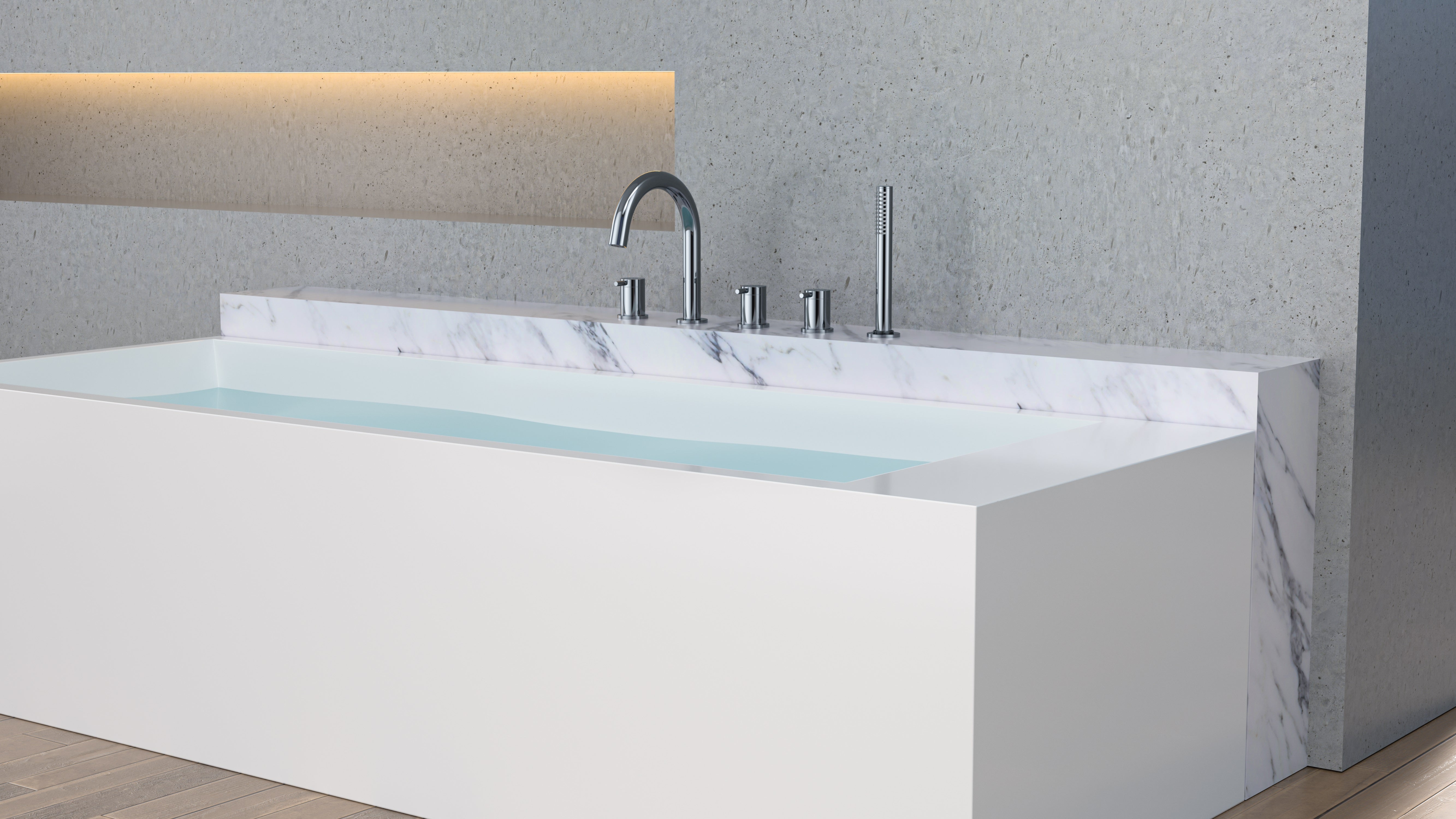 Caral badrandcombinatie 5 gats chroom – Wiesbaden – Chroom – Badkraan | Dealplein