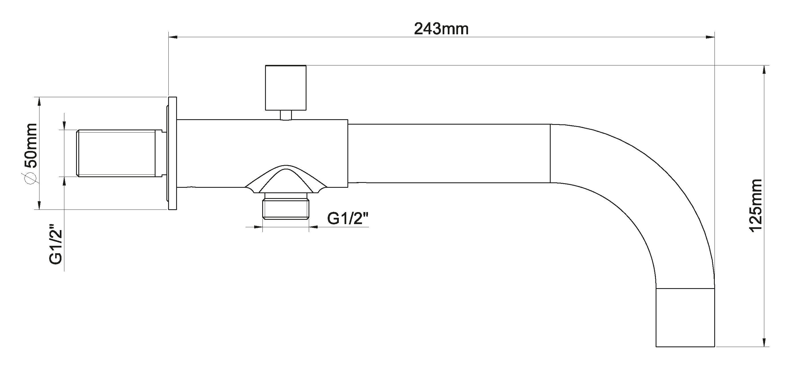 inbouw-baduitloop met omstel rond 23cm chroom maattekening – afmetingen volgens maattekening | Dealplein
